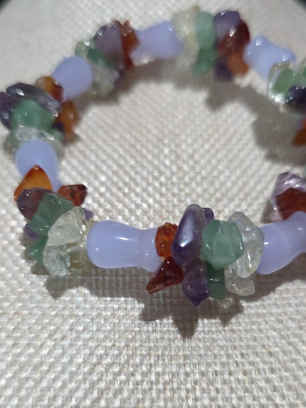 Multicolor Beaded Stretch Bracelet with Lavender Beads
